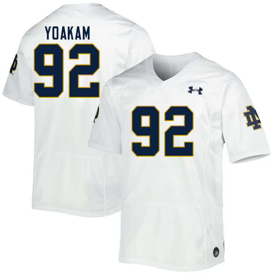 Men #92 Zac Yoakam Notre Dame Fighting Irish College Football Jerseys Stitched-White